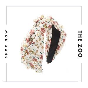 Rhinestone and Pearls Floral Headband Brown